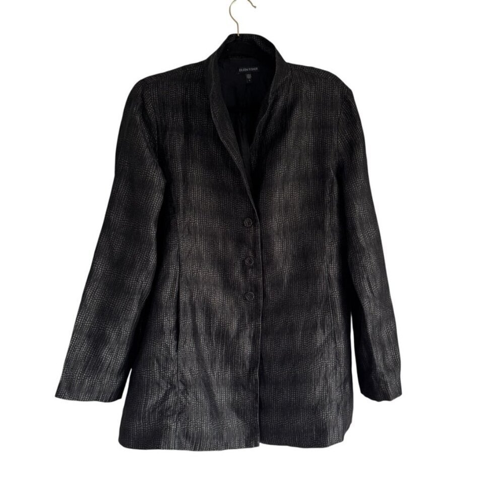 Eileen Fisher Eclipse Jacquard Silk Jacket Women's Size Small Artsy Lagenlook - Picture 3 of 12